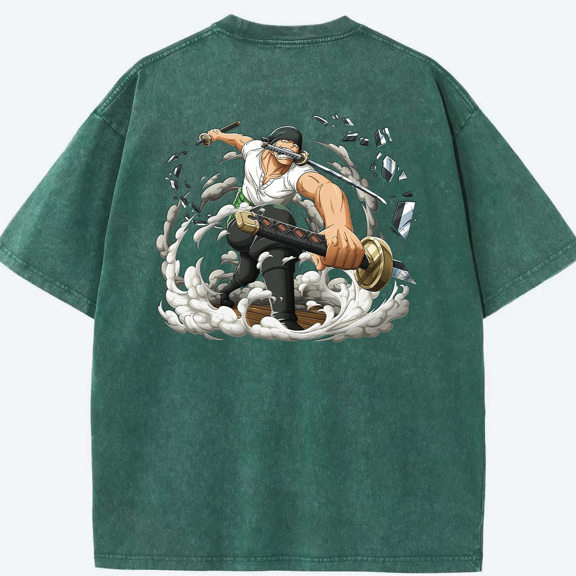 ワンピース ロロノア・ゾロ ONE PIECE Roronoa Zoro 綿100% ヴィンテージ風 半袖Tシャツ（背面プリント）